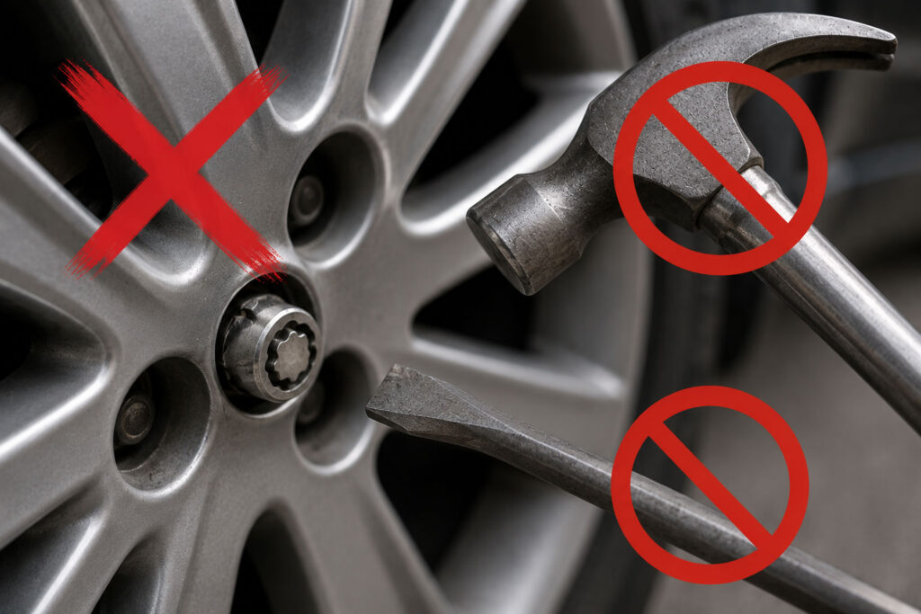 Dont hammer wheel locking nut