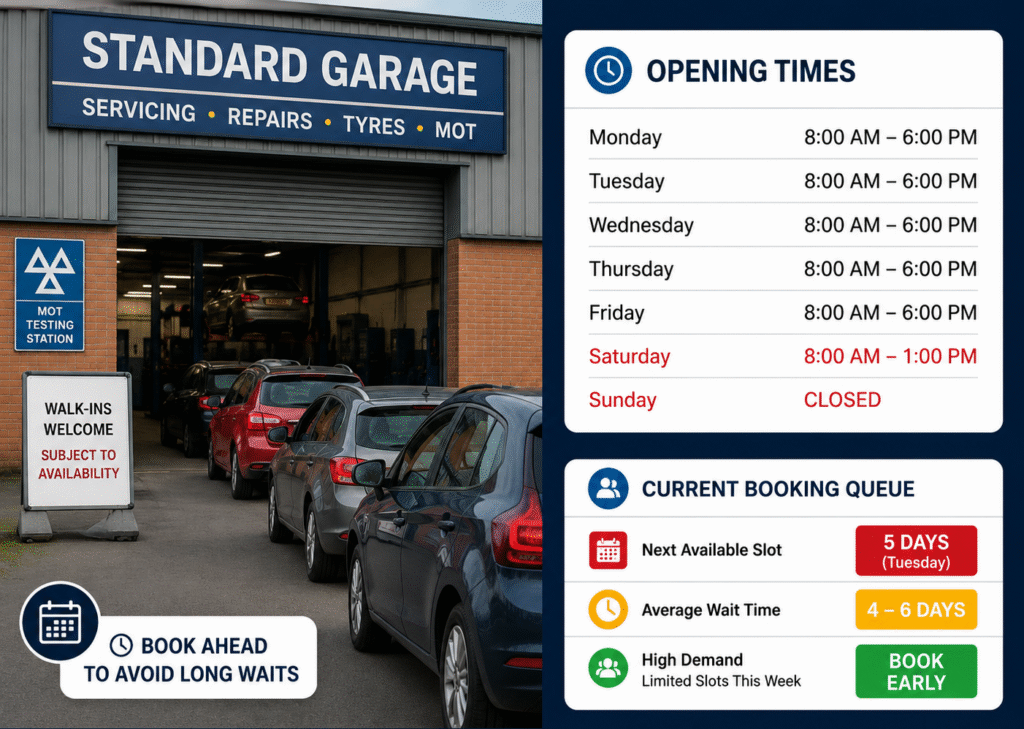 Garage Opening Timings UK