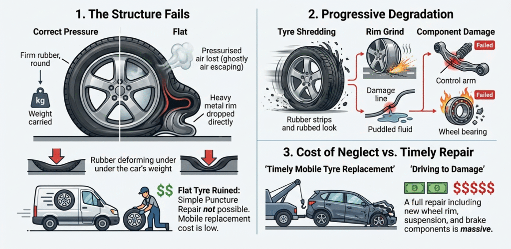 What Happens When You Drive on a Flat Tyre?