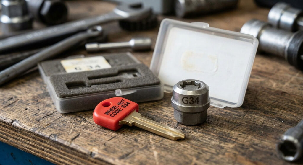 wheel locking nut code on the key itself