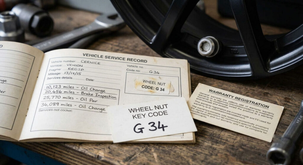 wheel locking nut info on registration card