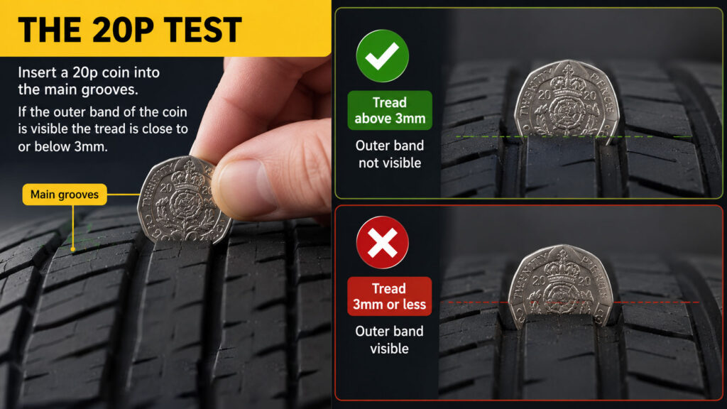 the 20p test with coin to check tread